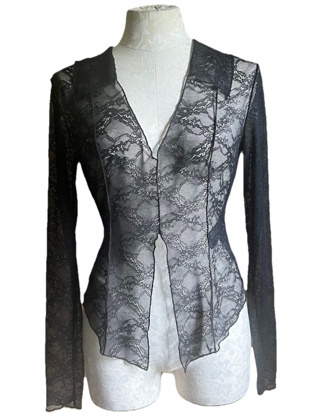 Urban Outfitters Moonlit Sheer Black Lace Flyaway Top - Size Medium - Picture 3 of 14